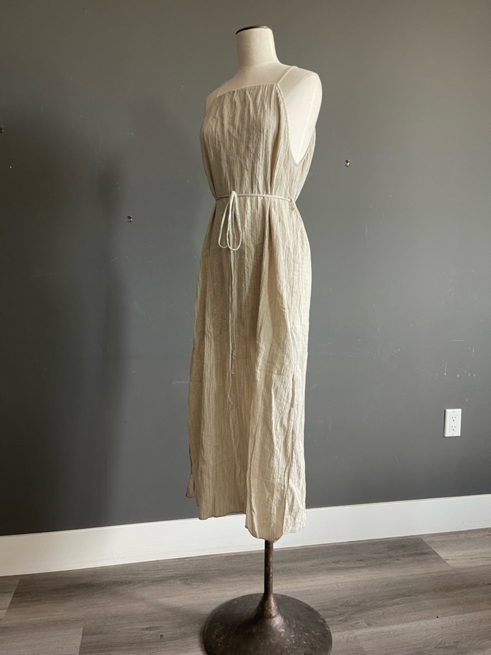 The Handloom Cotton Gauze Midi Dress Neutral Minimal Organic Ethical Ethereal - Picture 4 of 9